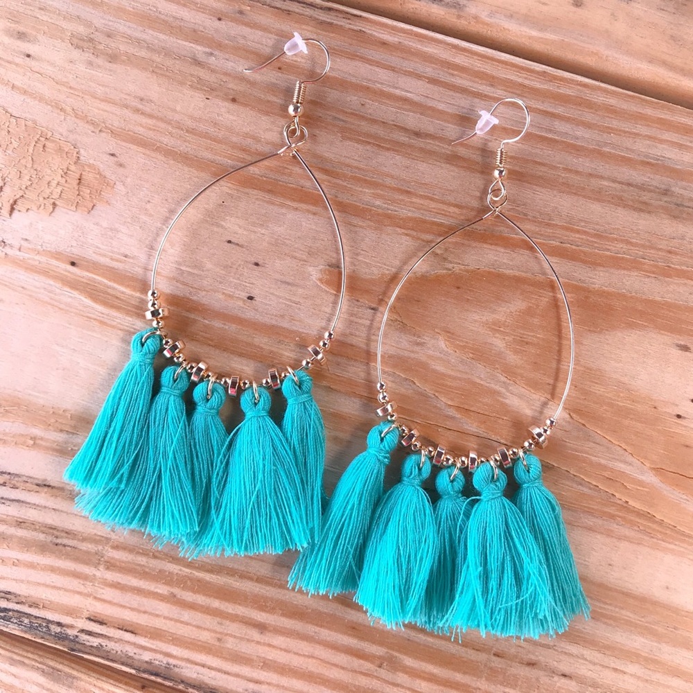 Turquoise Tassel Earrings!